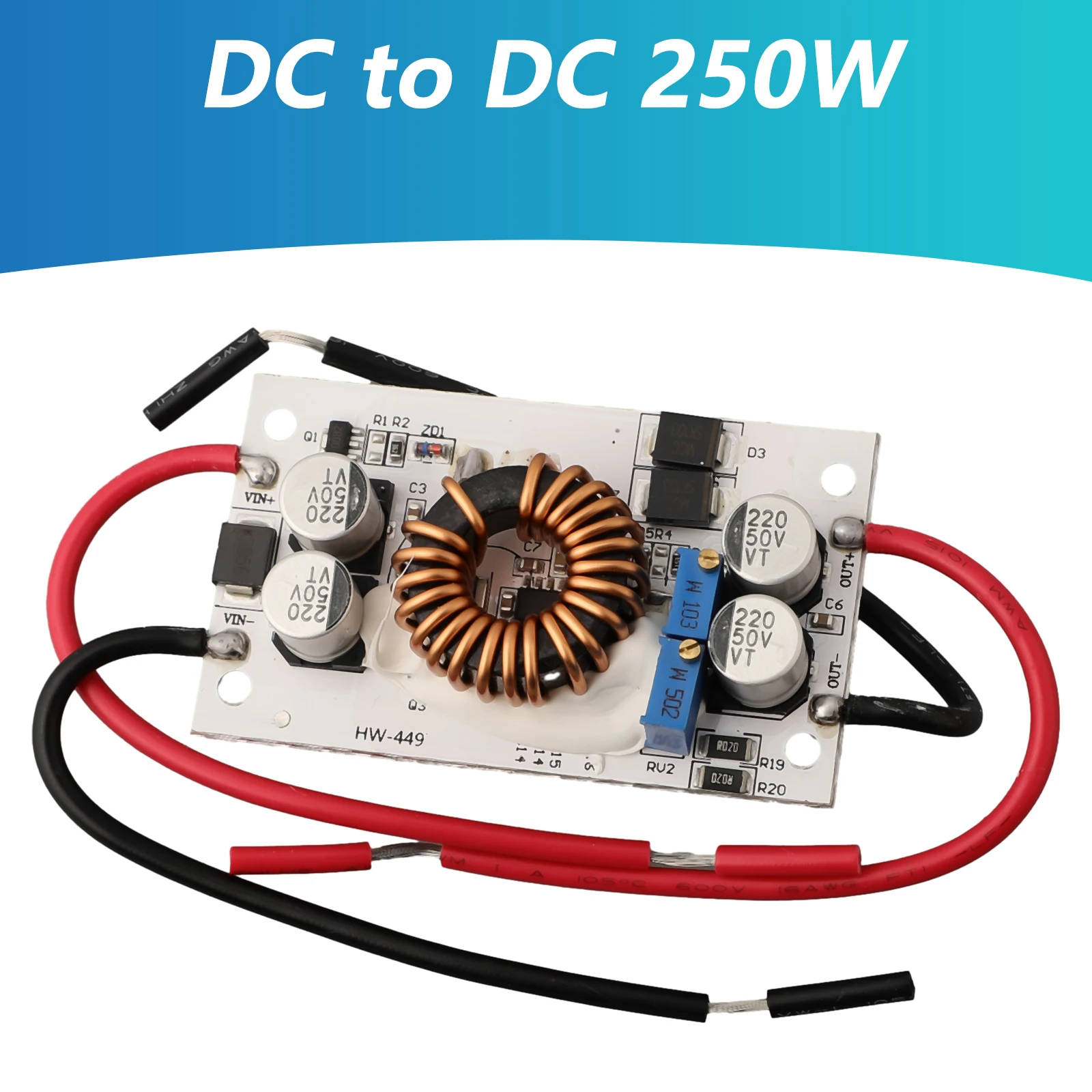 250W DC Boost Converter Power Supply Adjustable Output Voltage 10V to 50V Non Isolated Step Up Module for DIY Projects