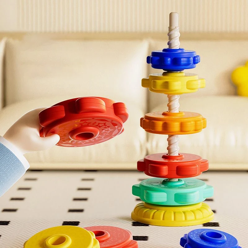 1 Set Kids Gifts Stacking Toy  Rainbow Gears Toddler Montessori Educational Sensory Toys Motor Skills Stacking Tower