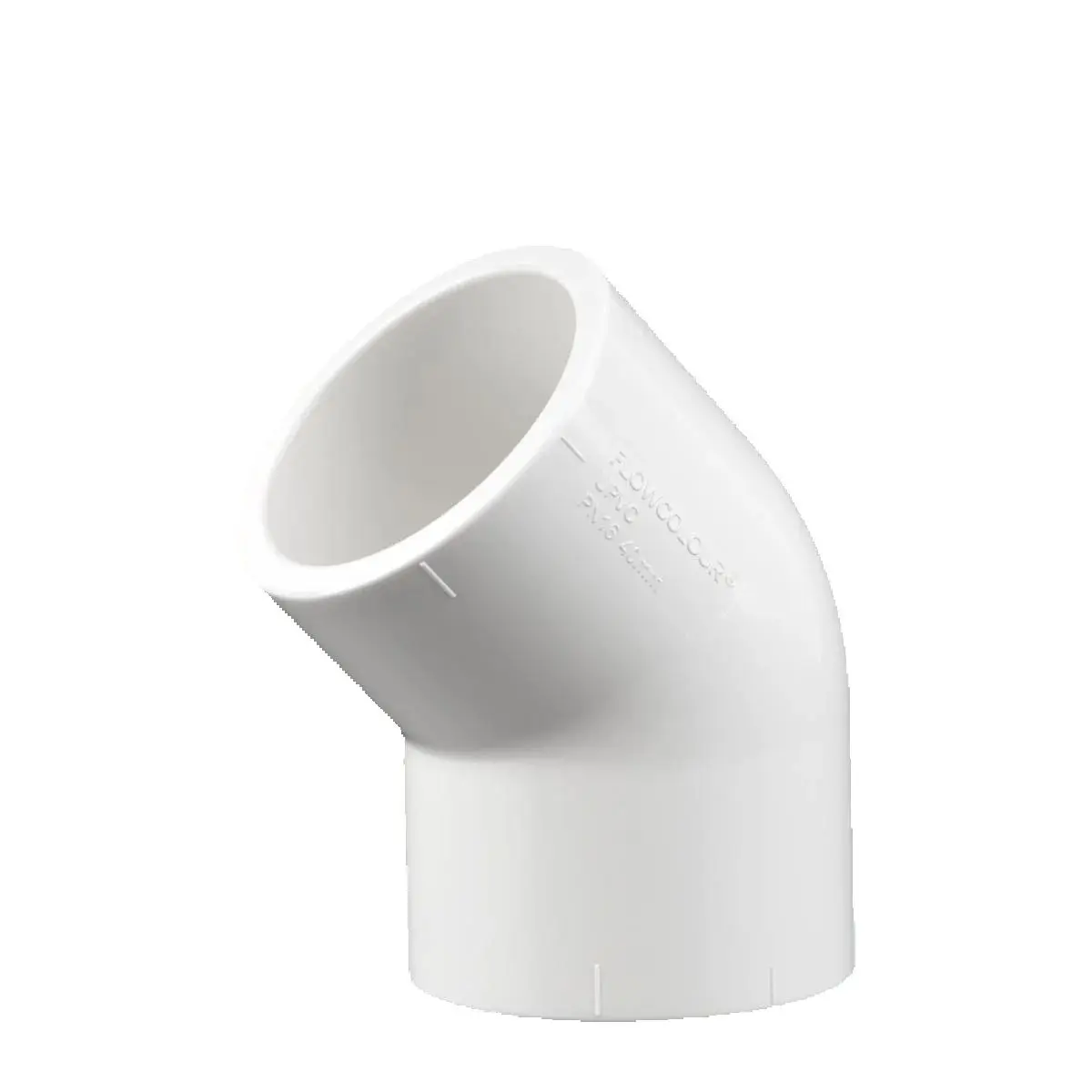 Flowcolour 20mm-50mm Pure white 45 degree elbow PVC elbow UPVC chemical pipeline plastic elbow