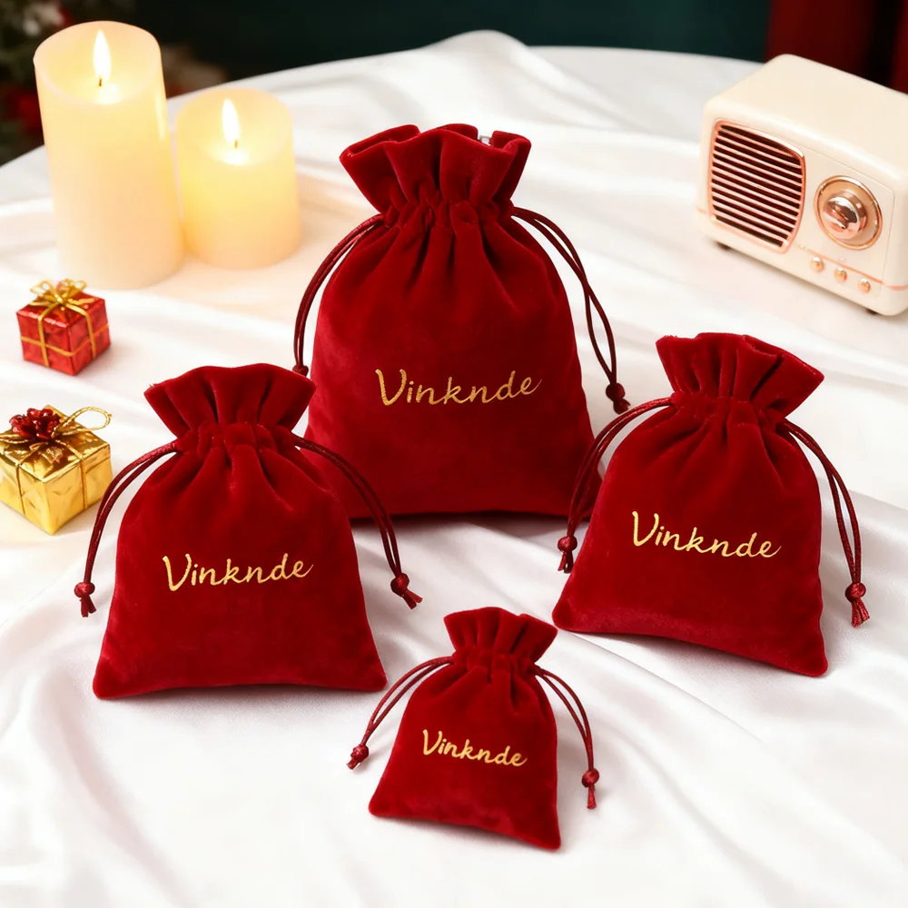 عالية الجودة شعار مخصص أسود المخملية الغبار سحب سلسلة هدية التعبئة والتغليف حقيبة الزفاف هدية الحقائب للمجوهرات العطور هيربيسي #4