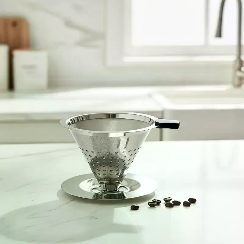 Stainless Steel Pour Over Coffee Filter With Ultra Fine Mesh And Food Grade Material Perfect For Home Office Coffee Brewing