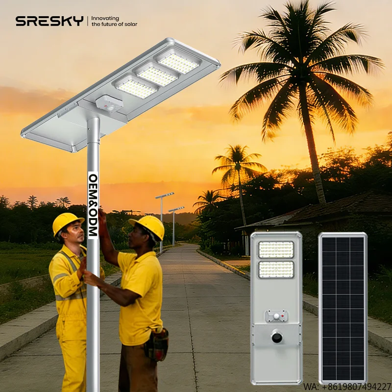 SRESKY Luces Solares de Exterior, Lámpara Solar para Calle, 60w 80w 100w, Luces LED Solares para Áreas Públicas