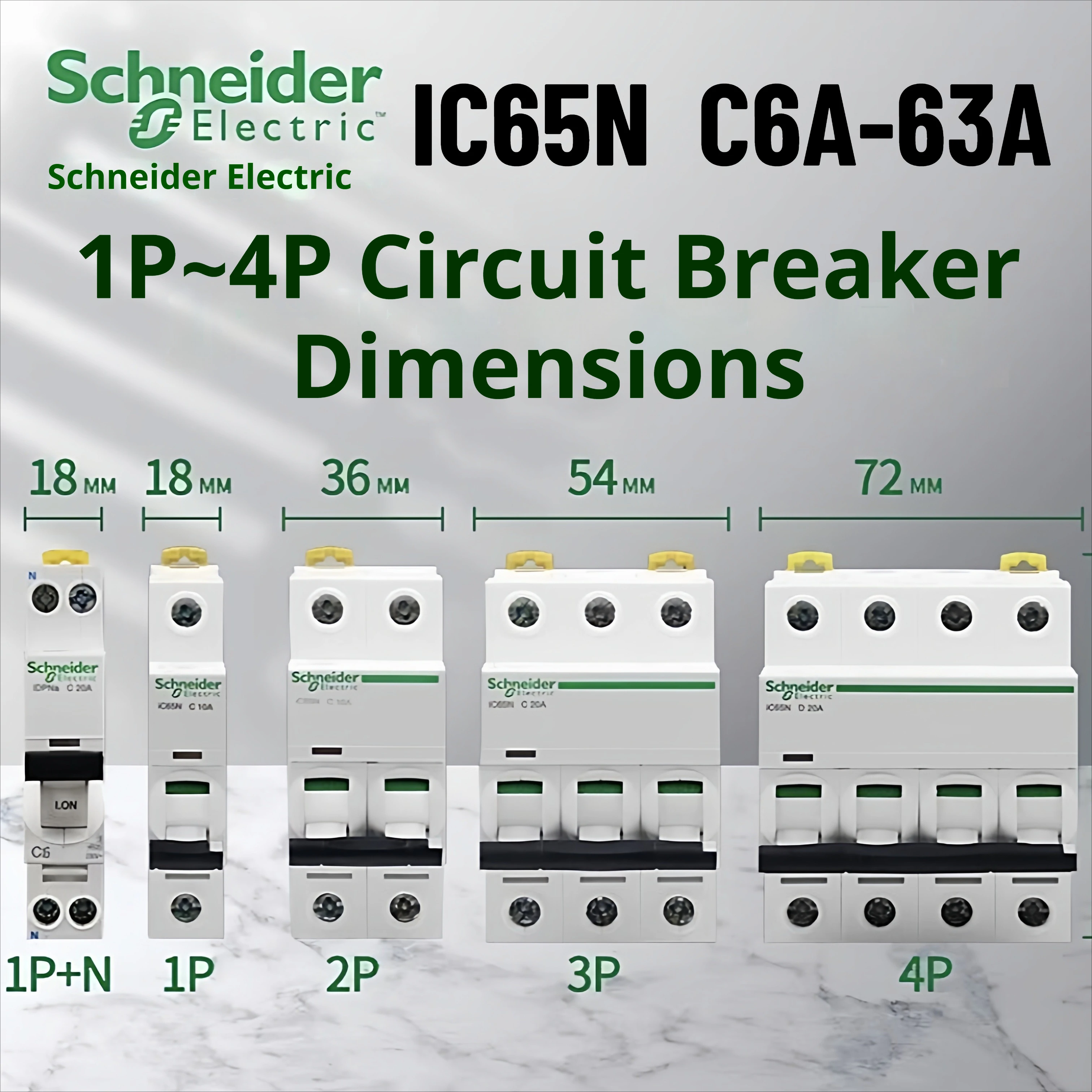 Schneider IC65N air switch miniature circuit breaker 1P 2P 3P 4P C16A 25A 32A household C-type
