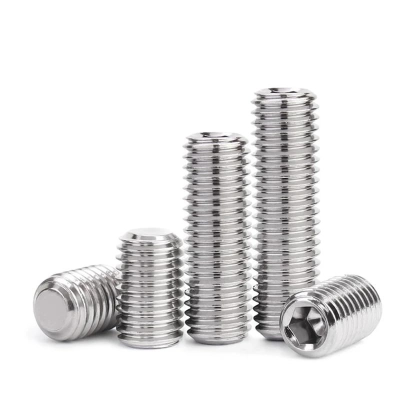 DIN913 Grub Screw Assortment Set – M3 to M10 Flat Point Socket Cap Screws, Mixed Black Steel & 304 Stainless Steel for Machinery