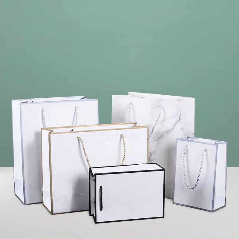 White Black Side Tote Bags Paper Bag Small Gift Bag Children Gift Bag Clothing Store Packing Bag Mid-Autumn Festival Gift Bag