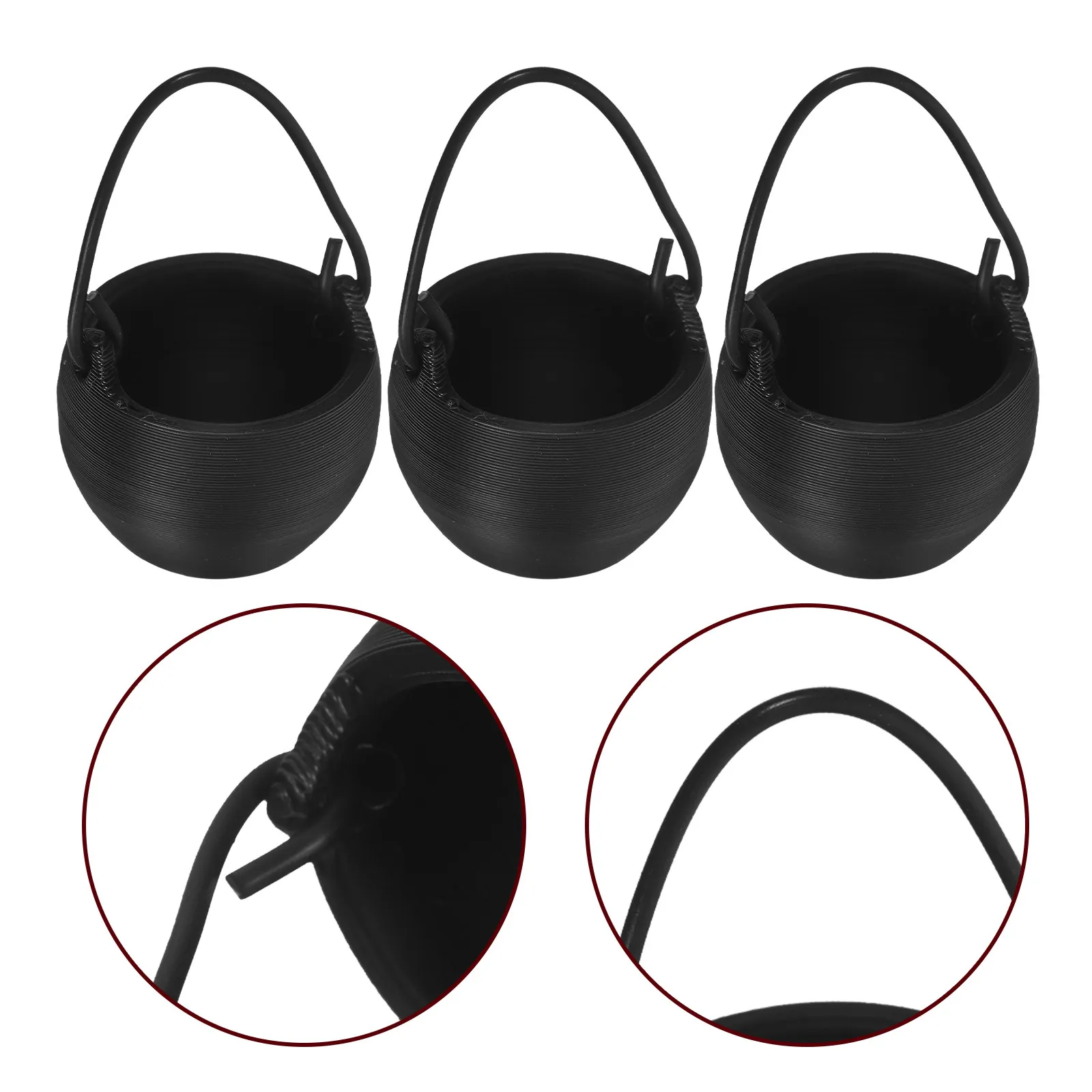

20Pcs Mini Cauldron Pots Halloween Small Plastic Handles Festive Table Displays Outdoor Bonfire Parties Cauldron with Handle