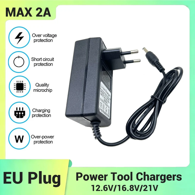 12.6V/16.8V/21V Lithium Battery Charger 2A MAX Output AC-DC Power ...