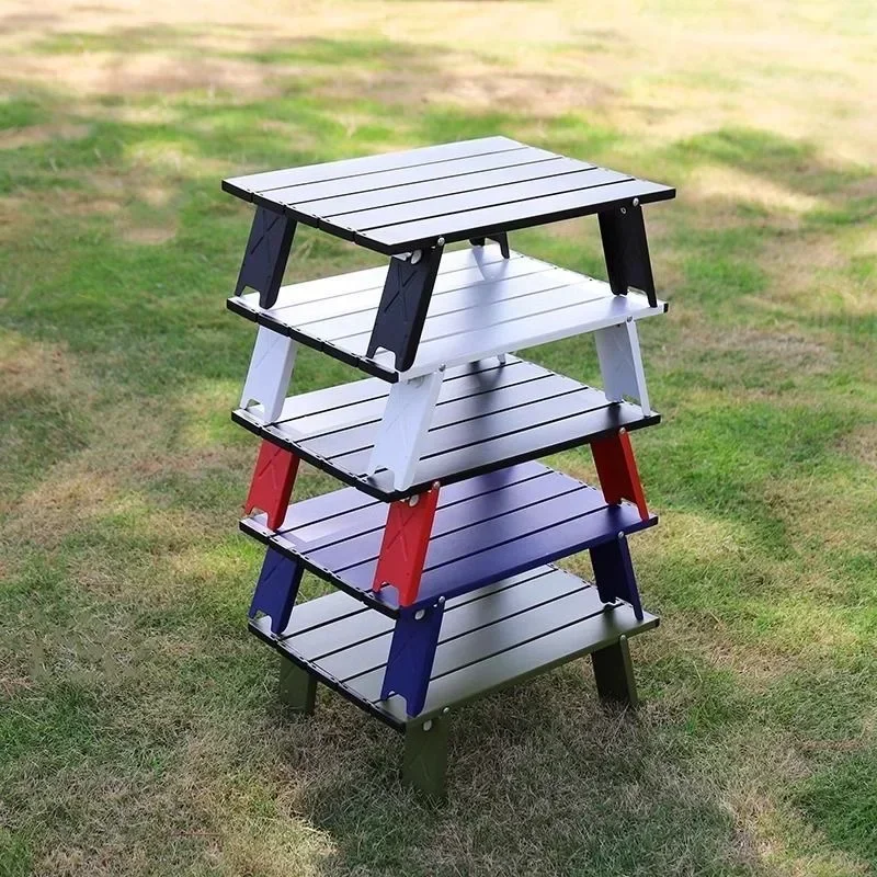 طاولة الشاطئ المحمولة في الهواء الطلق خفيفة الوزن قابلة للطي طاولة تخييم صغيرة من الألومنيوم حديقة رحلة حفلة المشي لمسافات طويلة الجدول #6