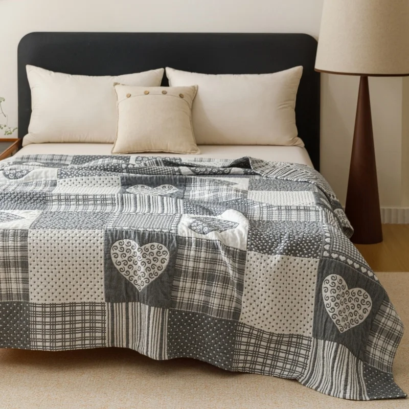 1 Pc Pure Cotton 3 Layer Gauze Throw Blanket Air Condition Comforter Jacquard Bed Cover Feather Bedspread Bedding 150*200