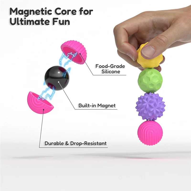 

X11A Set Of 8 Magnetic Sensory Balls, Calming Fidget Toy For Stress And Anxiety Relief For Kids And Adults