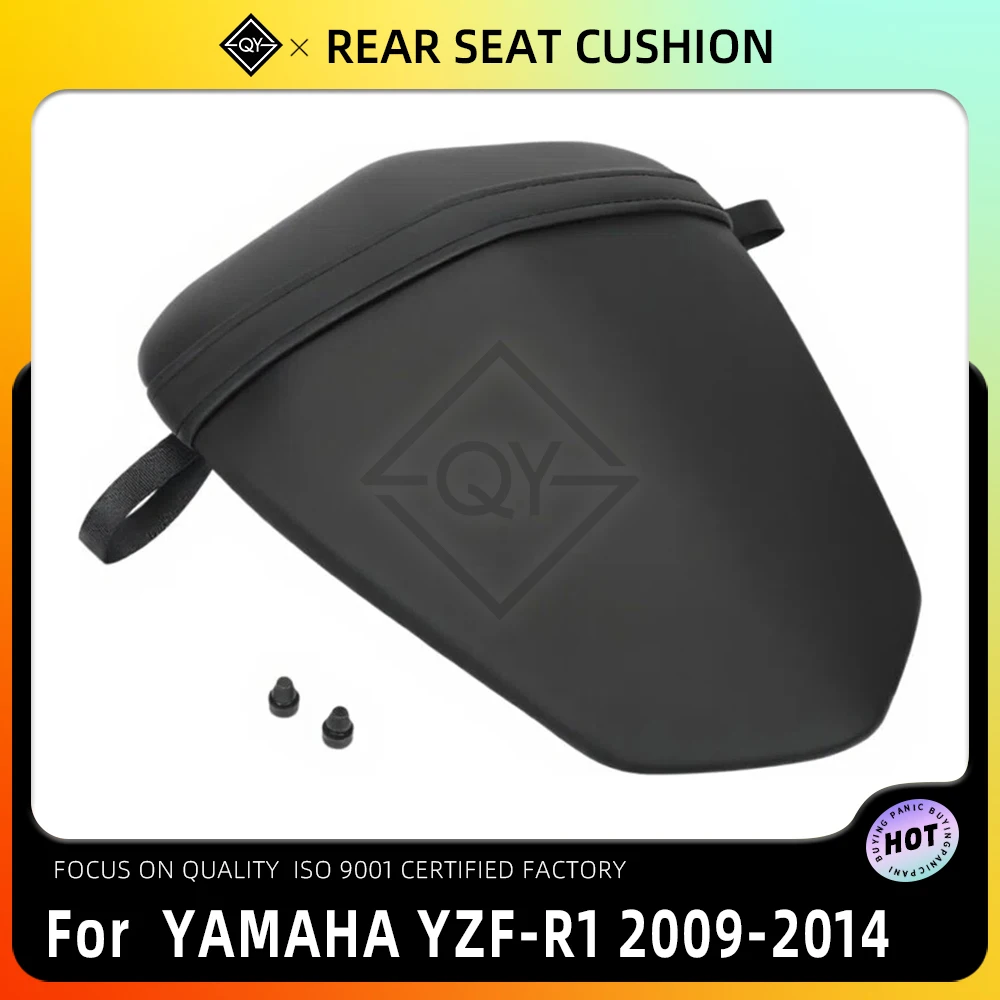 Motorcycle Black Rear Seat Cushion Pressure Relief Comfortable Passenger Pad For Yamaha YZF R1 YZF-R1 2009-2014 2010 2011 2012