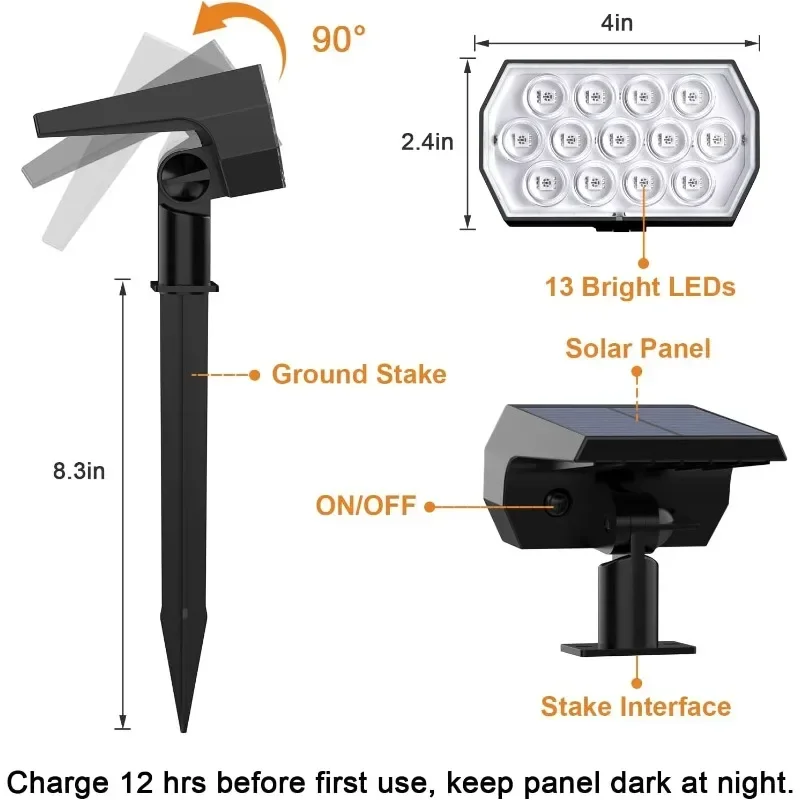 أضواء كاشفة تعمل بالطاقة الشمسية مكونة من 6 قطع، متعددة الألوان و7 أوضاع أضواء خارجية مقاومة للماء لعيد الهالوين وعيد الميلاد، وديكور حديقة الفناء والحديقة #6