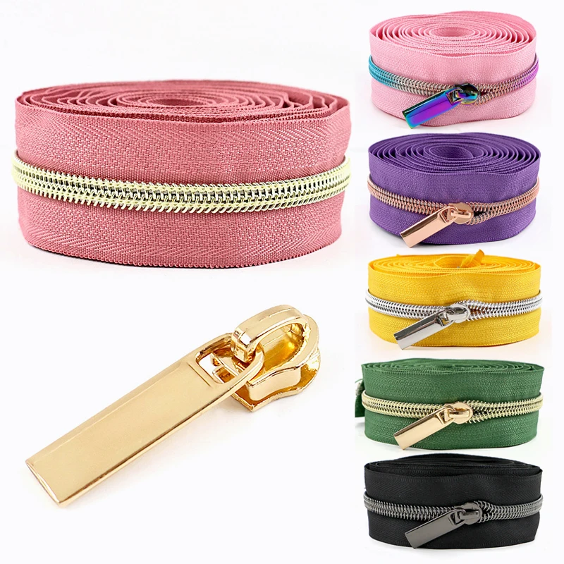 

20Meters Meetee 5# Nylon Zippers Coil Zip Tape+Zipper Puller Backpack Sealing Clothing Sewing Zips Repair Kits DIY Accessories