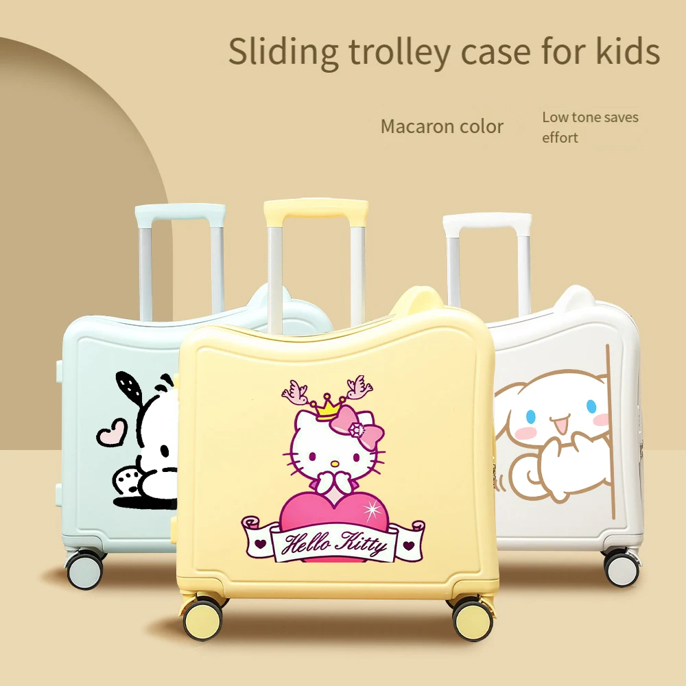 Cartoon Sanrioed 20 pollici Trolley Case Hello Kitty Cinnamoroll Anime Kuromi Melody valigia Mute Universal Wheel Student Travel