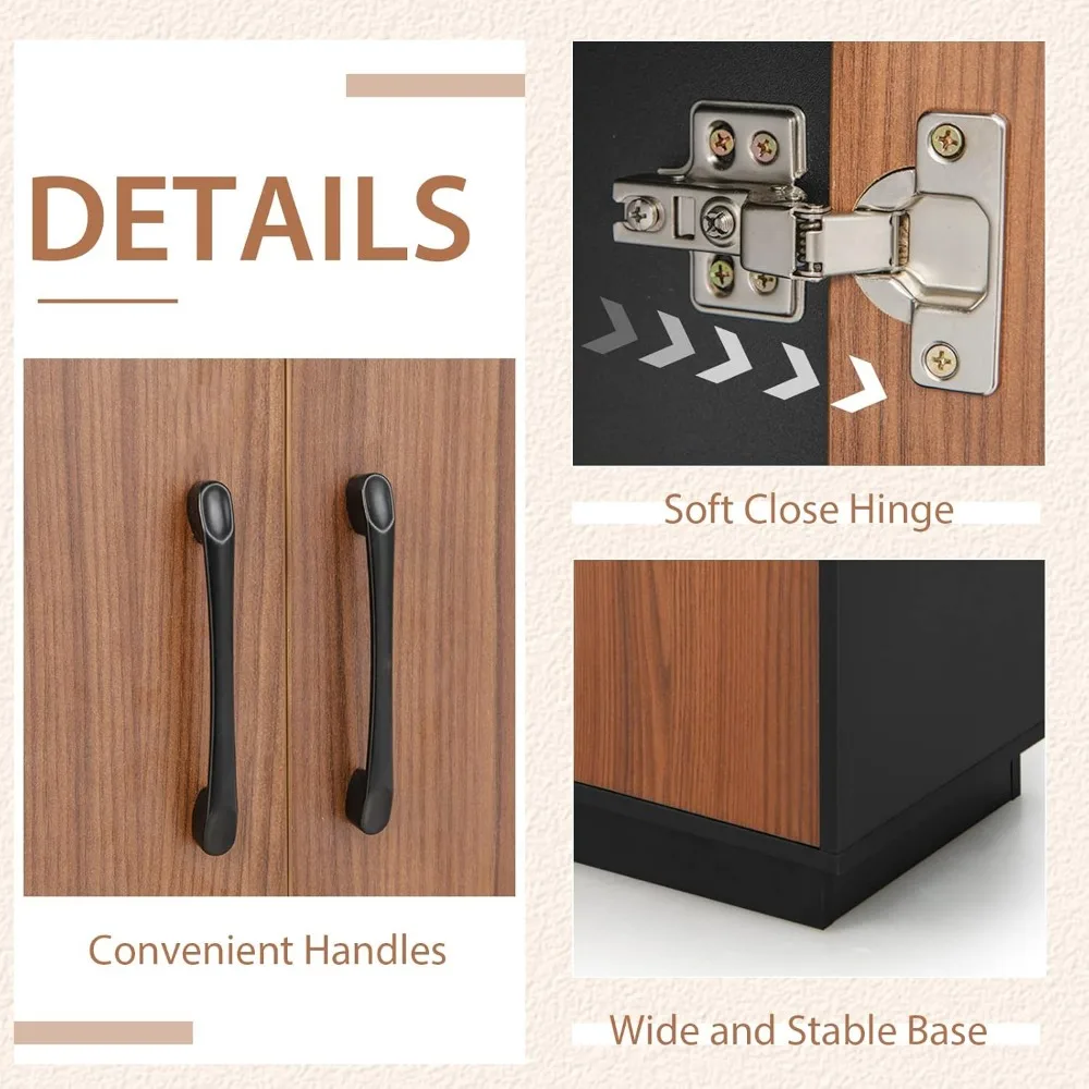 خزانة جانبية للبوفيه، خزانة قاعدة لبار النبيذ مقاس 45 بوصة × 15 بوصة × 32 بوصة، حامل زجاجي، خزانة مطبخ لمشروبات أدوات المطبخ، محطة بار القهوة