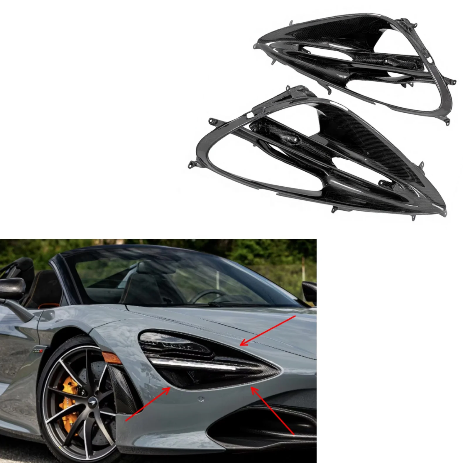 

Высококачественная декоративная накладка на фары из карбона в стиле OEM для McLaren 720S