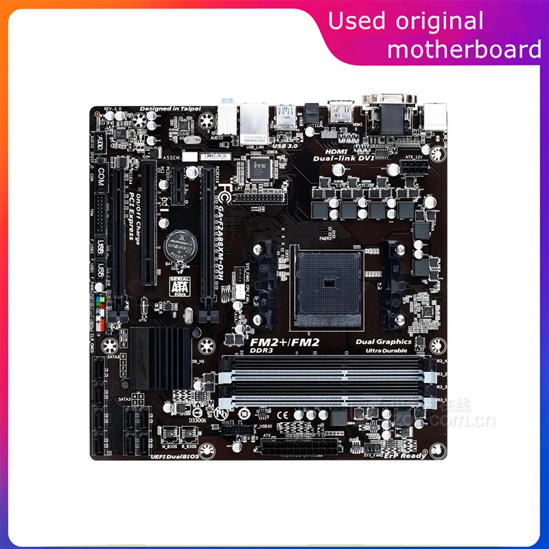 

Used FM2+ FM2 For AMD A88X GA-F2A88XM-D3H F2A88XM-D3H Computer USB3.0 SATA3 Motherboard FM2b DDR3 Desktop Mainboard