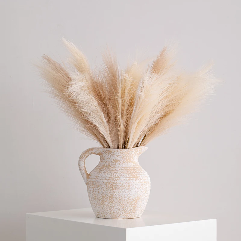 Vintage distressed wabi-sabi style ceramic vase for home decoration, suitable for living room flower arrangement, with a touch o