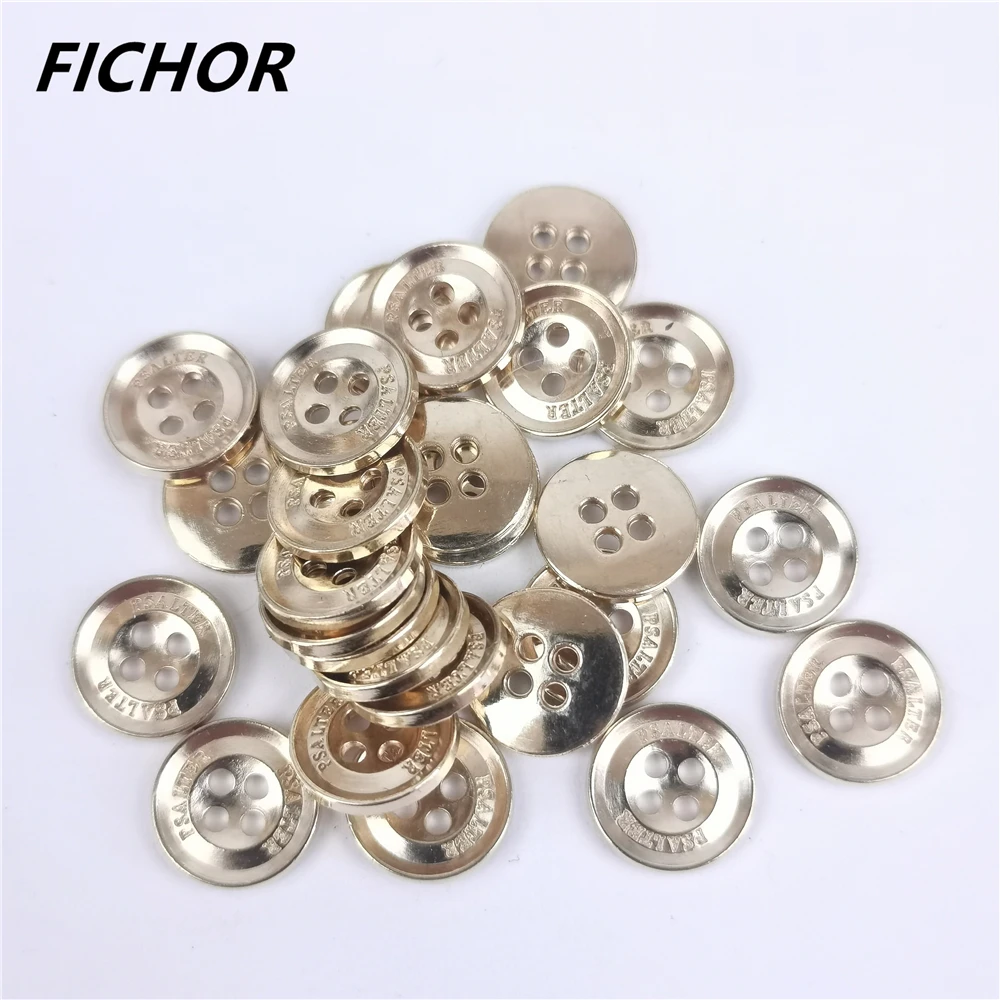 30/50 pz 11.5mm 4 fori oro metallo bottoni panno Flatback Cabochon Scrapbooking Knopf Bouton arredamento accessori fai da te