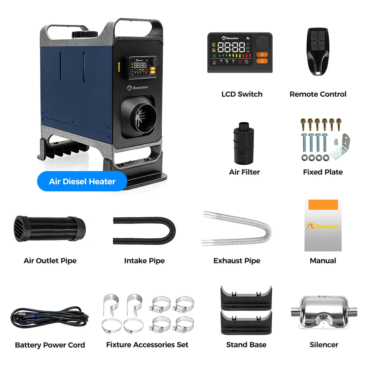 TR B2 8KW Diesel Air Heater 12V/24V 110-240V Dual Power Portable with Handle Fast Heat Silent Parking Heater APP for Camping RV