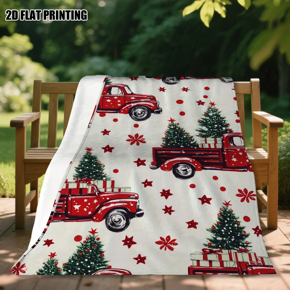 Christmas Throw Blanket Pickup Truck Christmas Tree Snowflake Soft Flannel Fleece Couch Blanket Holiday Home Decor