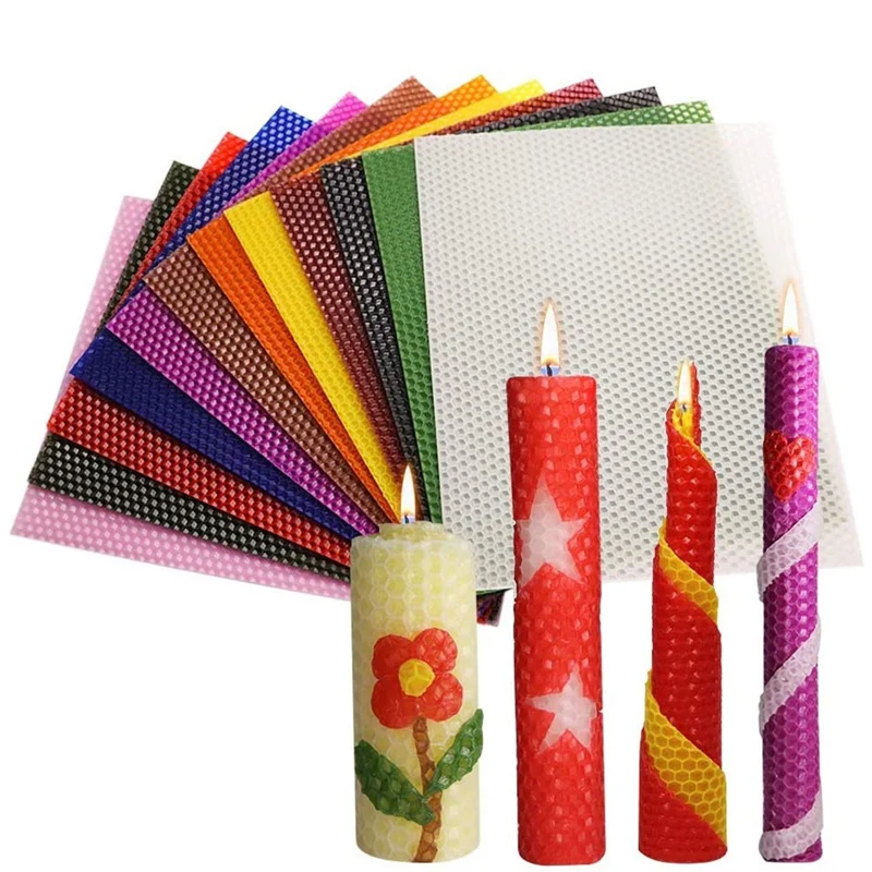 6Pcs 12 Farben Farbige Bienenwachs Blatt Kerze Rolle, Der Handwerk Geschenke DIY Kit Scheibe eltern-kind-Aktivität Waben wachs Material