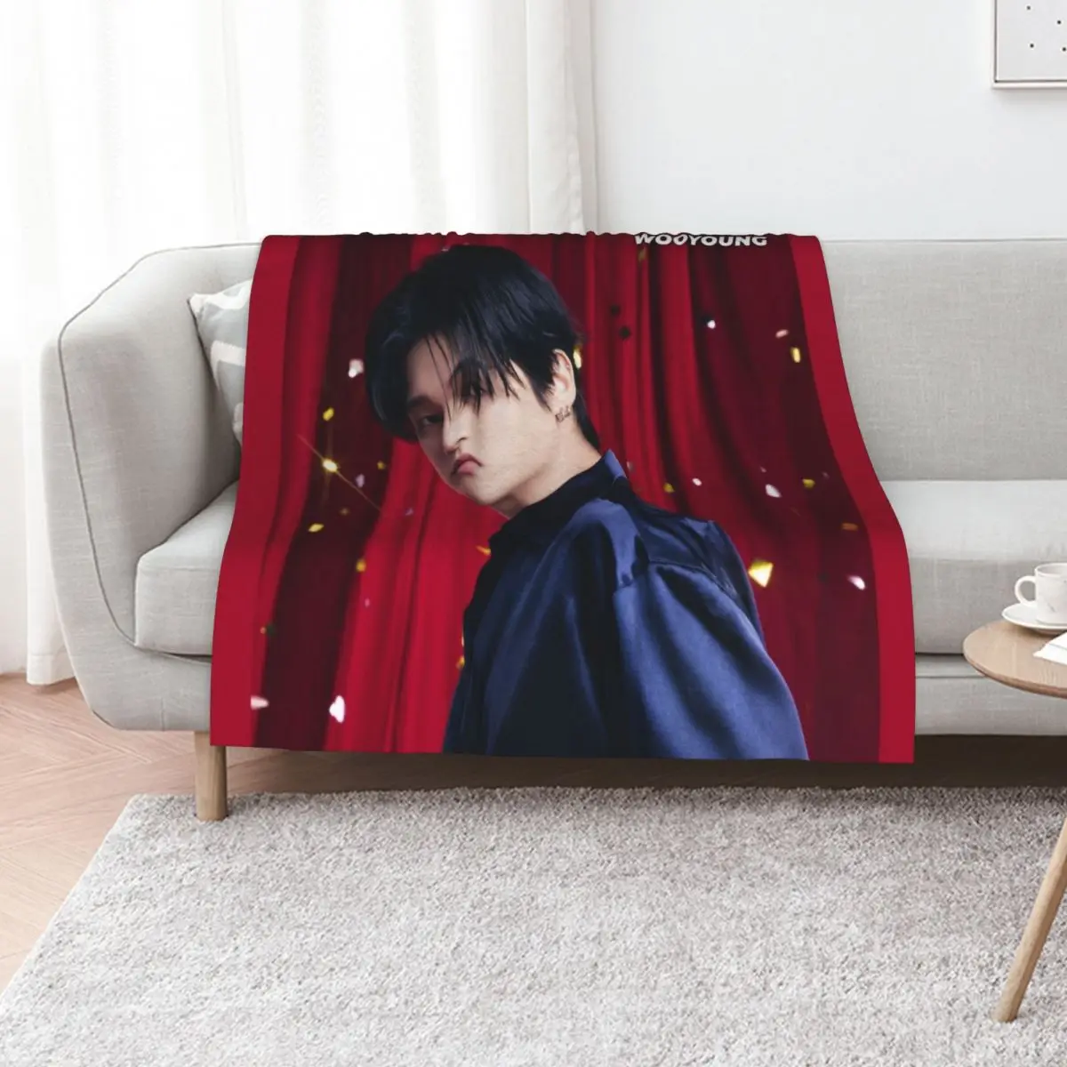 

WOOYOUNG Birthday ATEEZ KPOP Throw Blanket Sleeping Bag Furry Hairys blankets ands Blankets