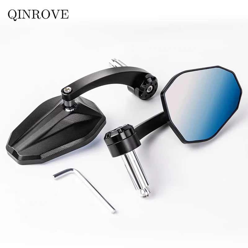 

Motorcycle 7/8'' Handlbar End Mirror Blue Glass Aluminum Alloy Rear Mirror Universal For Kawasaki Ninja VOGE Benelli TRK 251 502