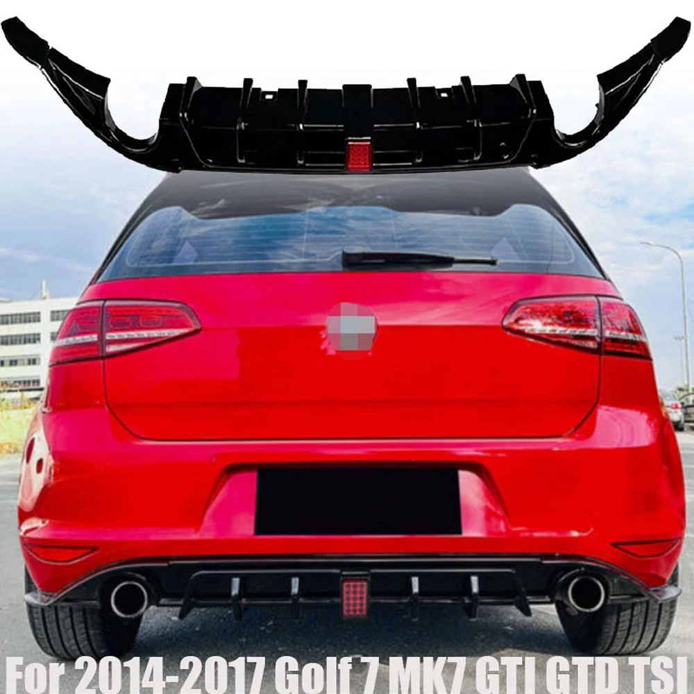 

High Quality Car Accessories Rear Bumper Diffuser Lip W/ Light Body kit Durable For 2014-2017 Golf 7 MK7 GTI GTD TSI Blk