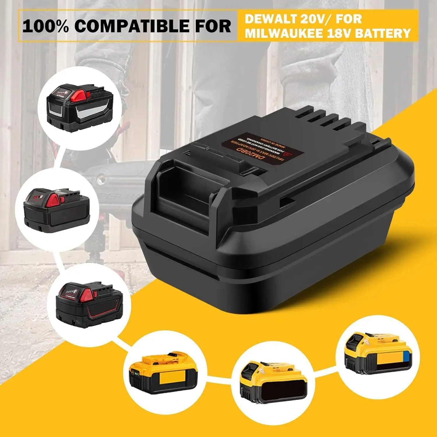 DM20BD Battery Adapter for DeWalt 20V for Milwaukee 18V Li-ion Battery Convert for Black & Decker 20V Cordless Power Tool Drill view 4