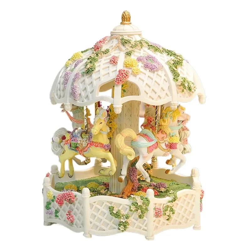 for Large Courtyard Four Horse Carousel Music Box Creative Boutique  Birthday Gift for Girlfriend