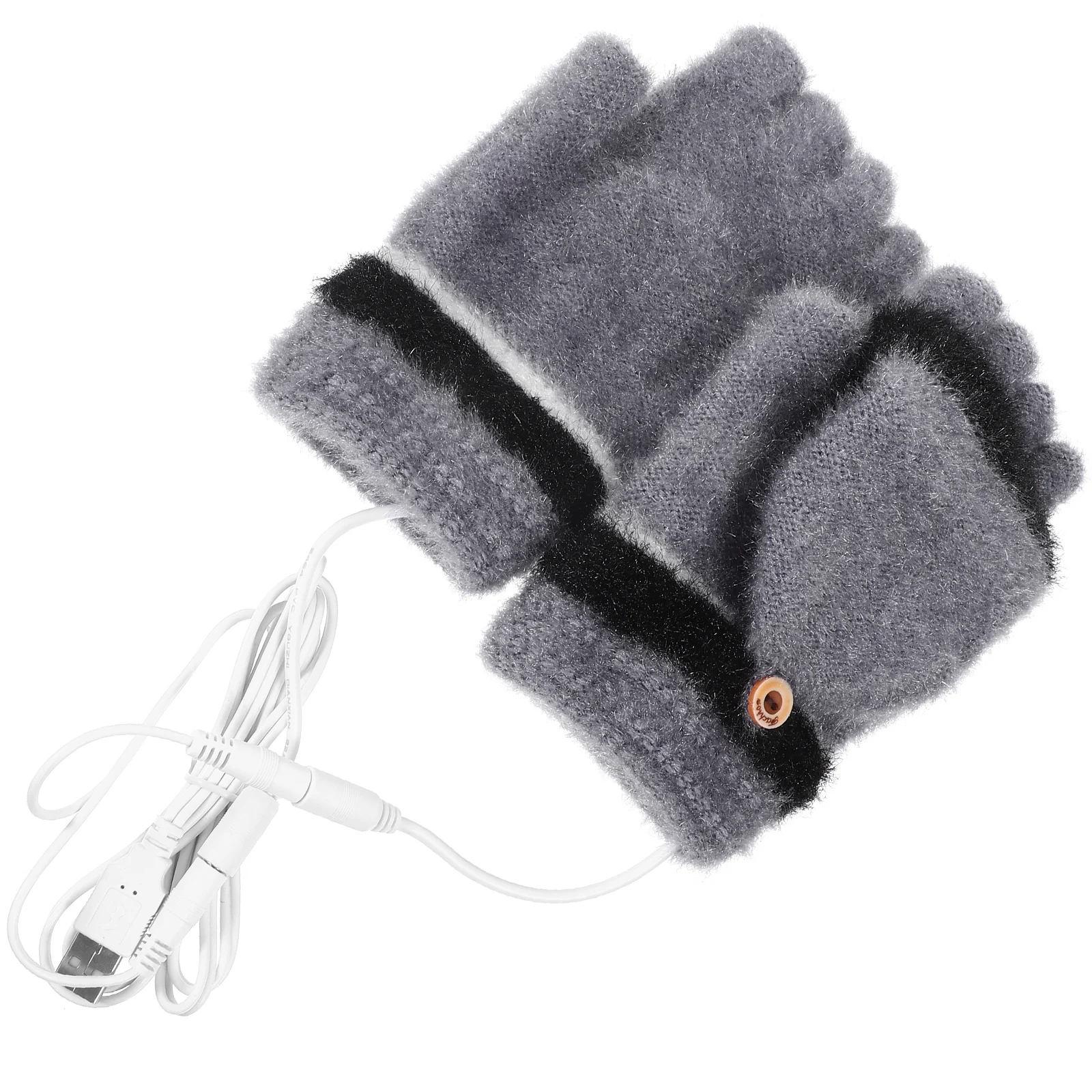 

2pcs USB Heated Gloves Rechargeable Double Sided Heating Cover Thermal Gloves for Winter Outdoor Silver Grey