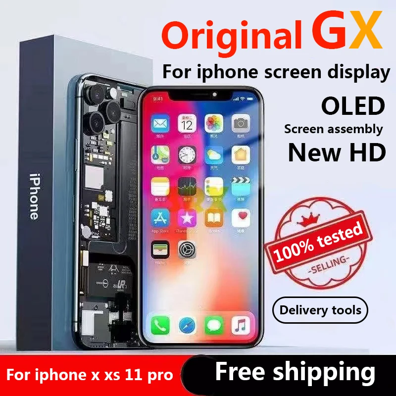 GX Display For iPhone 11 12 13Pro Max 14 PLUS pantalla oled For iPhone x xsmax LCD Screen INCELL Digitizer Assembly Replacement