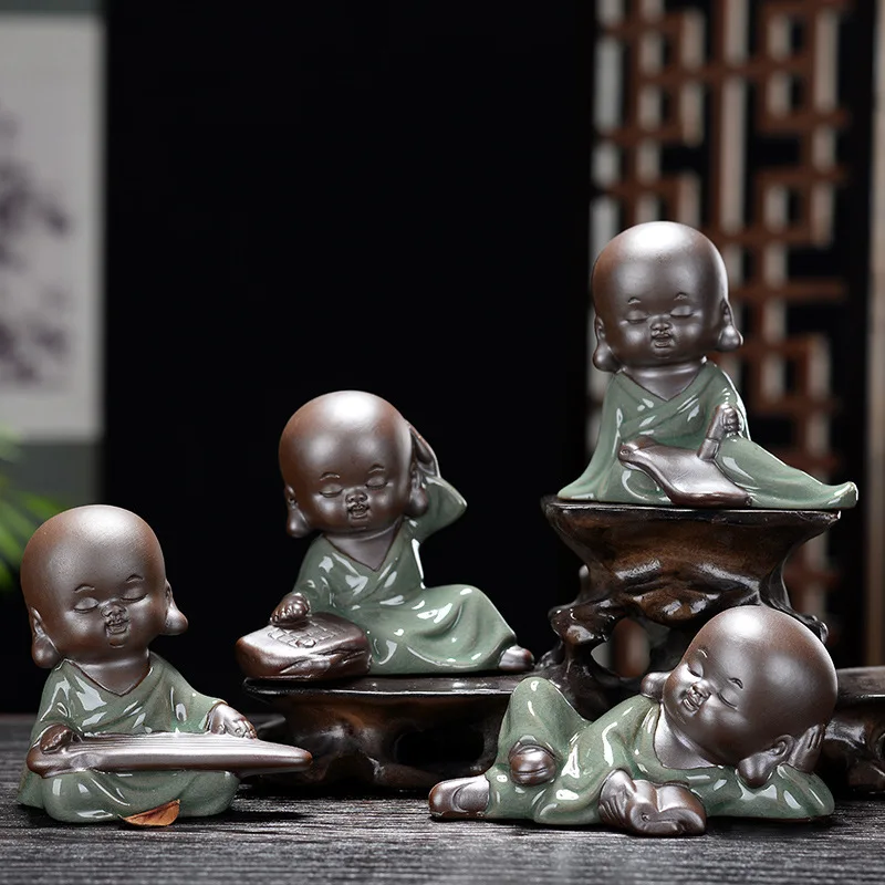 

Китайский дзен-стиль, персонаж маленького монаха, украшение для входа, гостиная, ТВ-шкаф, керамическое креативное украшение для дома, чай, домашнее животное