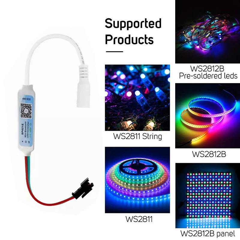 SP621E Bluetooth LED Controller Smart APP Dreamcolor Dimmer SPI Addressable Dimmer Digital IC for WS2812B 2811 5050 LED Strip