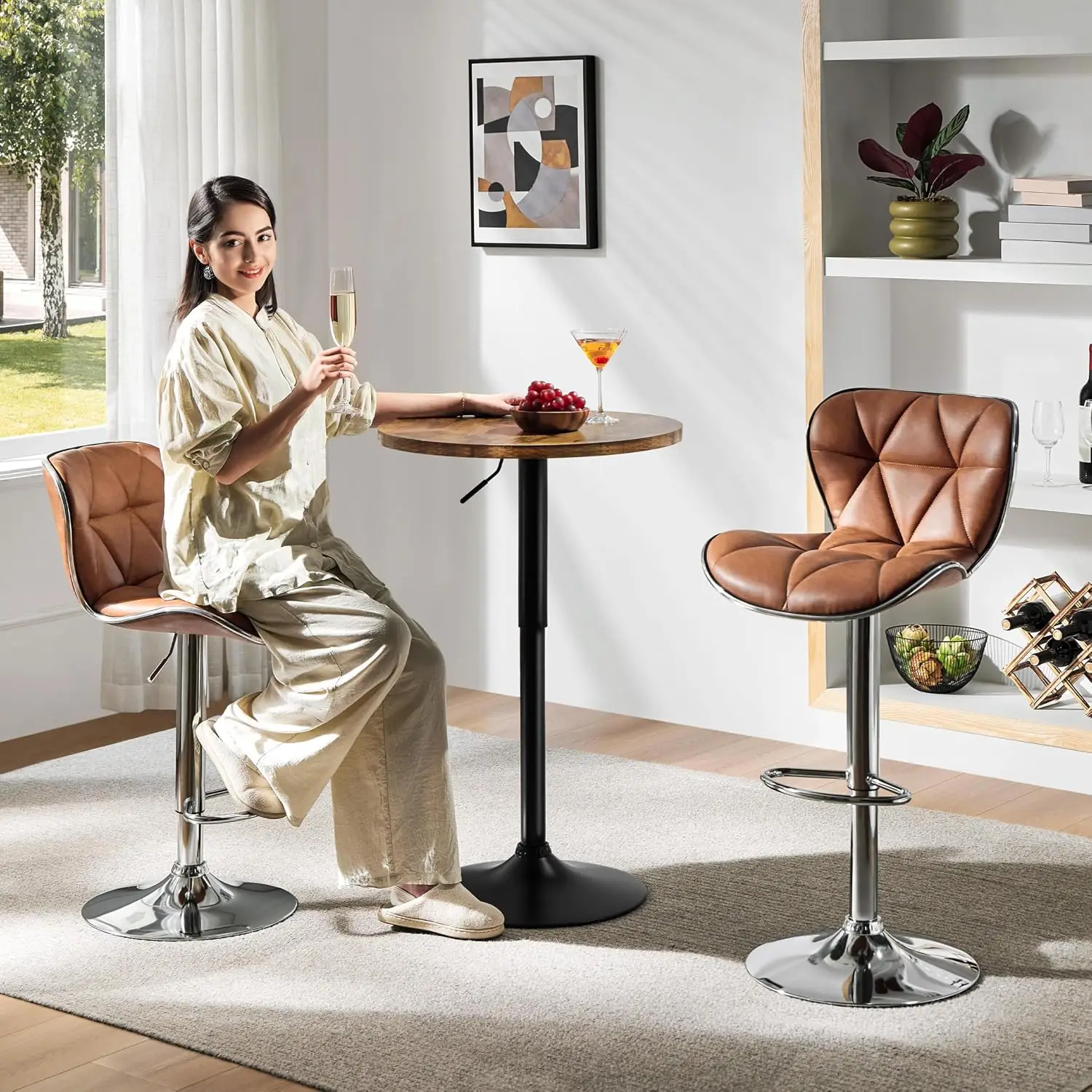 Round Bar Table, Adjustable 27.5-36