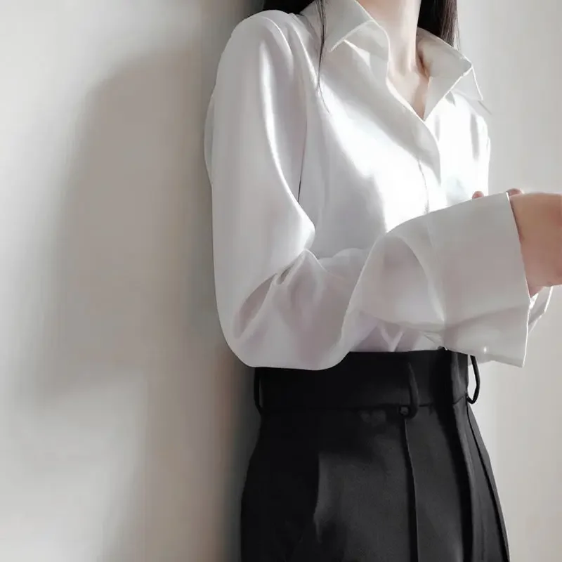 

Рубашки женские формальные Camisas Mujer Chic Ins Ulzzang элегантные прозрачные студенческие стильные ретро Harajuku уютный дизайн весна молодой отдых