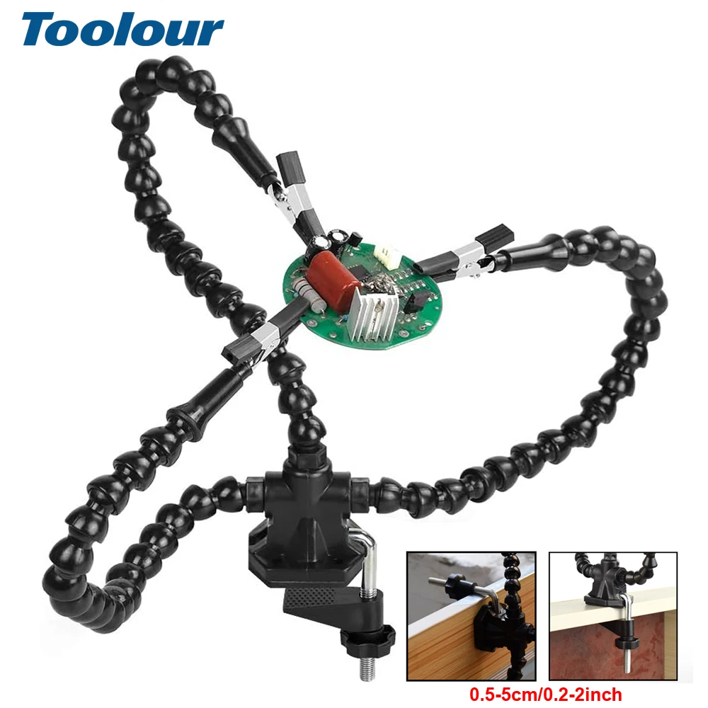 

Toolour Bench Vise Table Clamp Soldering Third Hand Tool with 3/4/5 Flexible Arms Soldeirng Iron Holder PCB Welding Repair