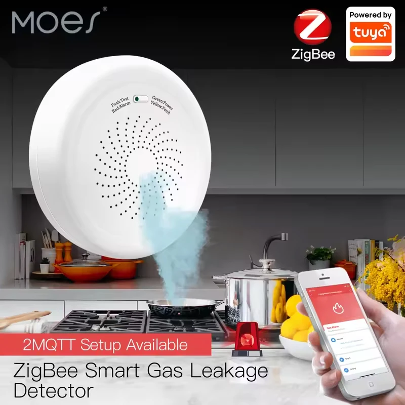 

MOES Tuya Smart ZigBee Gas Leakage Detector Combustible Sensor Smart Home Security Alarm System Smart Life App Remote Control