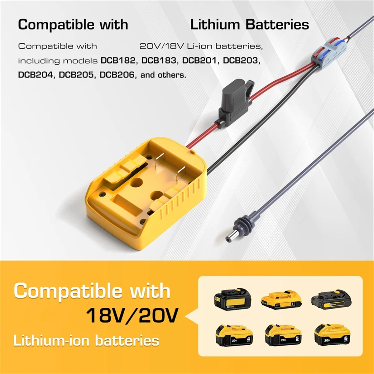NN89R For Starlink Mini Power Cable 2M for Dewalt Battery Charger Adapter to DC Power DCB-18V/20V Cable Cord Plug