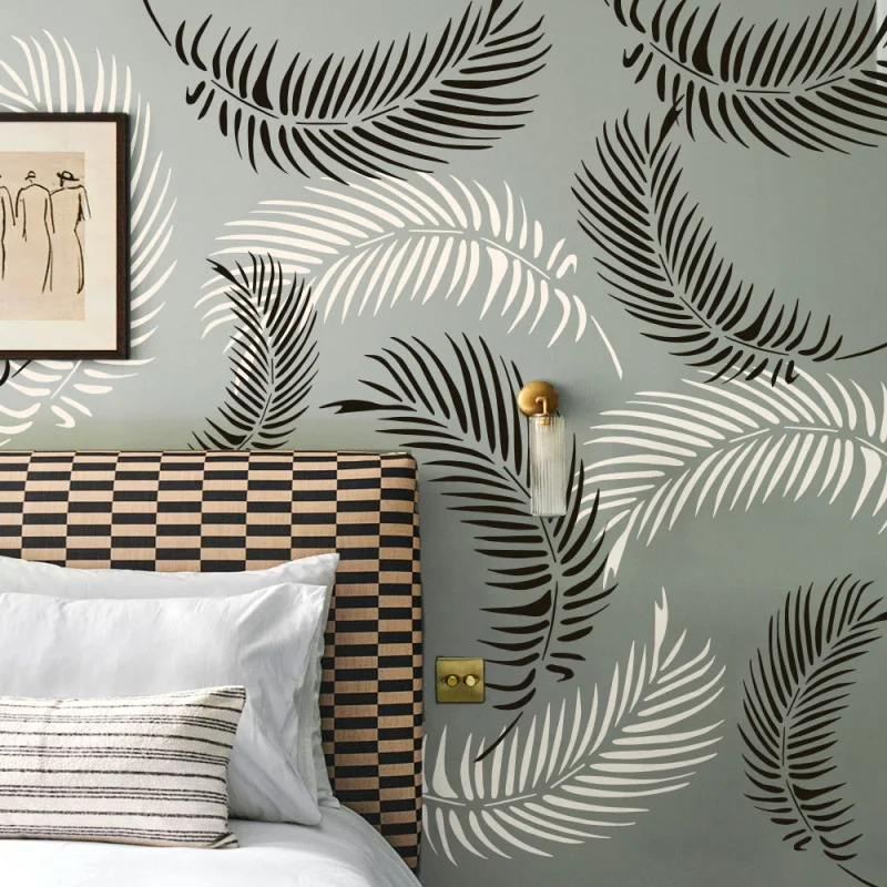 

Stencil For Painting Wall 40cm-80cm Decor Decorative Putty Reusable Plastic Template Furniture Leaf Tropical Summer Jungle