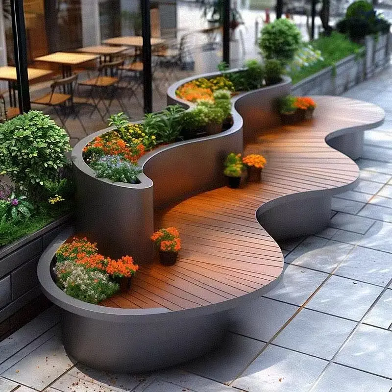 في الهواء الطلق فيلا فناء صندوق زهور مقعد مزيج مربع الترفيه كرسي انتظار البلدية زهرة فتحة زهرة