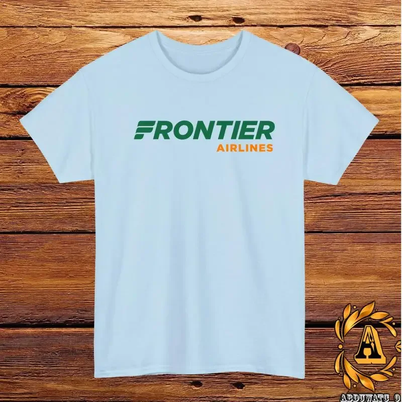 Frontier Airlines Logo T Shirt Black Grey White Navy Red Light Blue S 5XL