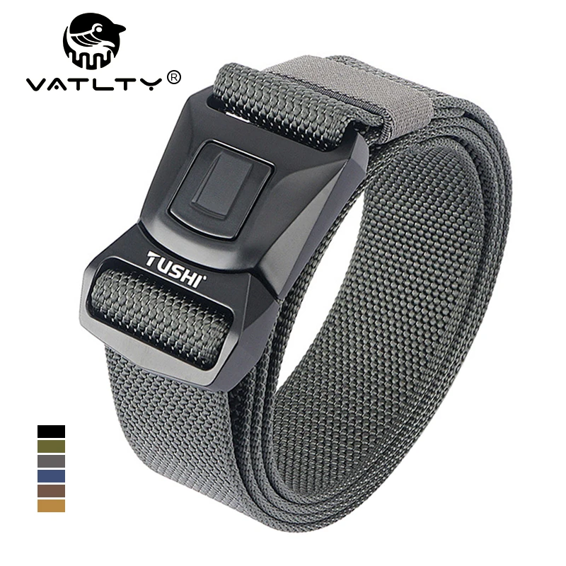 

VATLTY New Men's Casual Belt Quick Release Metal Buckle Military Tactical Belt Soft Nylon Outdoor Hiking Belt Male Waistband