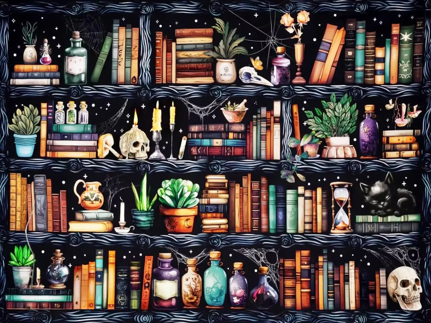 DIY Diamond Painting Bookshelf Landscape Full Square Round Diamond Mosaic Set Art Craft Kit Home Decor