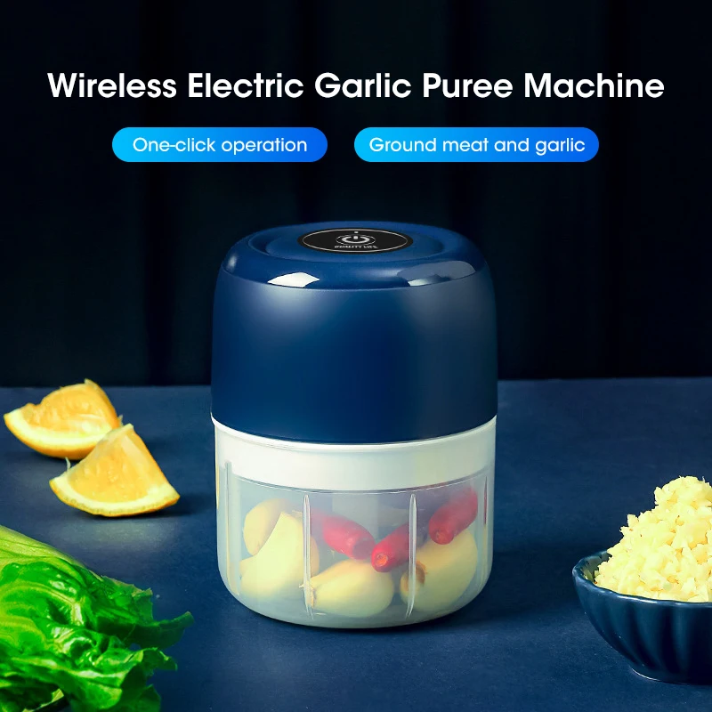 Wireless Garlic Grinder Mini Electric Garlic Grinder 250ml USB Charging Kitchen Blender Home Kitchen Vegetable Grinding Tool