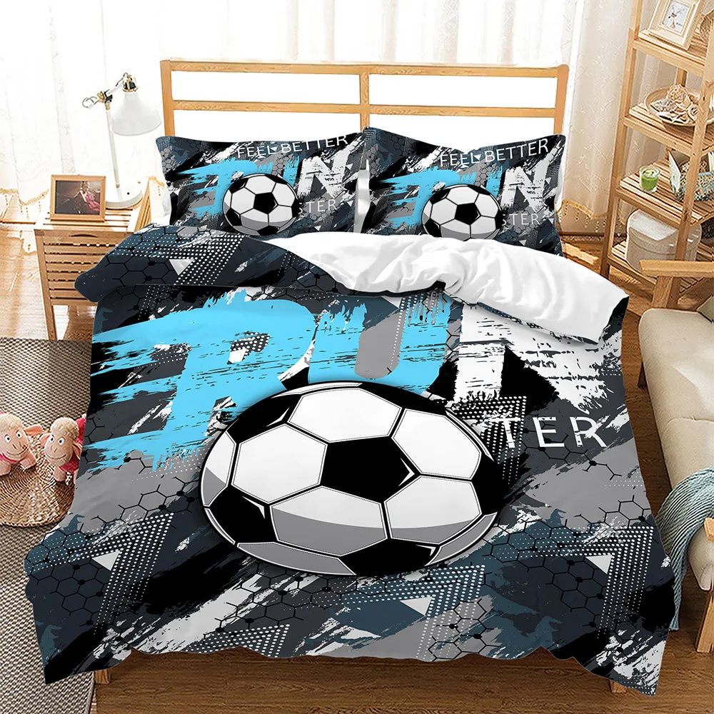 Kids Football Comforter Cover Queen Size American Soccer Bedding Set Sports Duvet Cover for Boys Girls Children Bedspread Cover