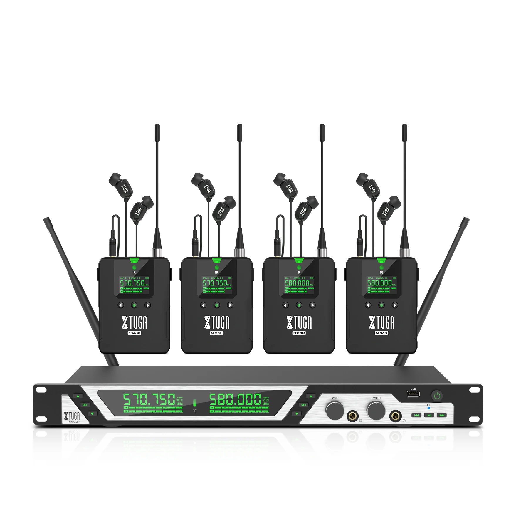 

SEM200 Stereo 2 Channel Wholesale Wireless In-ear Monitor System Stage Monitoring With Bluetooth For Stage 4 Bodypacks
