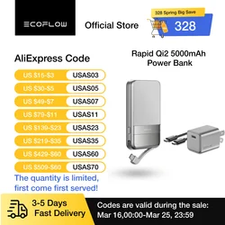 ECOFLOW Rapid Power Bank Wireless 5000mAh, Qi2 Certified Ultra-Fast Magnetic Portable Charger with Stand & Built-in USB-C Cables