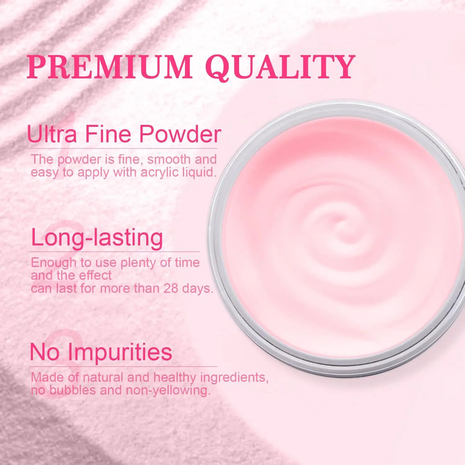 

NOCIS Acrylic Powder Nail Kit: 2.12Oz Pink Clear Acrylic Powder Set - Dark Pink Nails Gel Glue Polish with 60ml Liquid for Beginners Home DIY with Brush Forms and Tools.